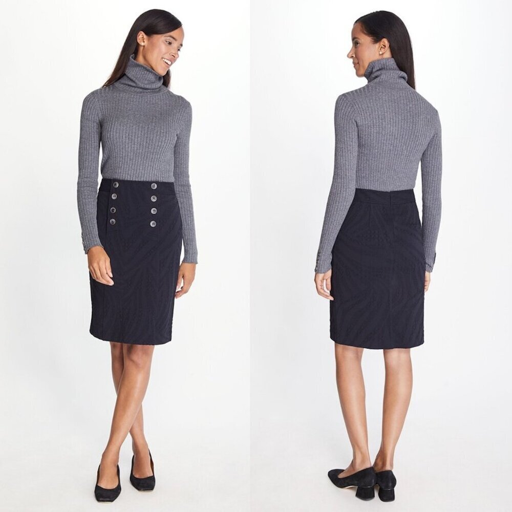 NWT New J.Mclaughlin Zebra Jacquard Valerie Black Skirt Size 14